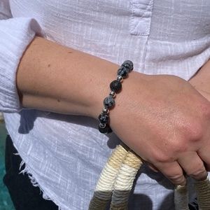 Hand Crafted Snowflake Jasper Lava Stone Bracelet